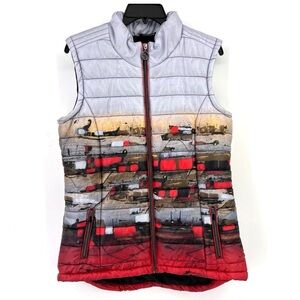 Simply Art By Dolcezza Quilted Puffer Vest Womens Size Small Abstract. J